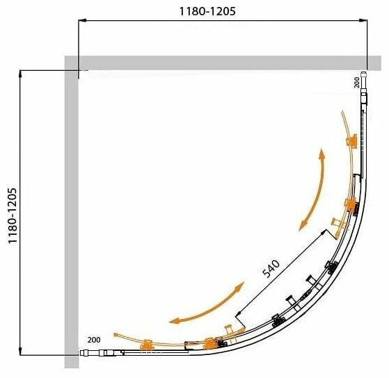 Душевой уголок (120х120) CEZARES MOLVENO MOLVENO-R-22-100+20-C-Cr-IV